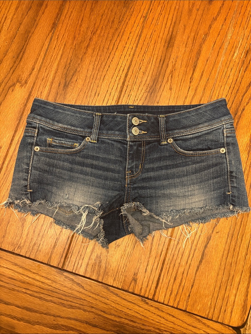 American Eagle Outfitters Distressed Dark Blue Denim Shorts